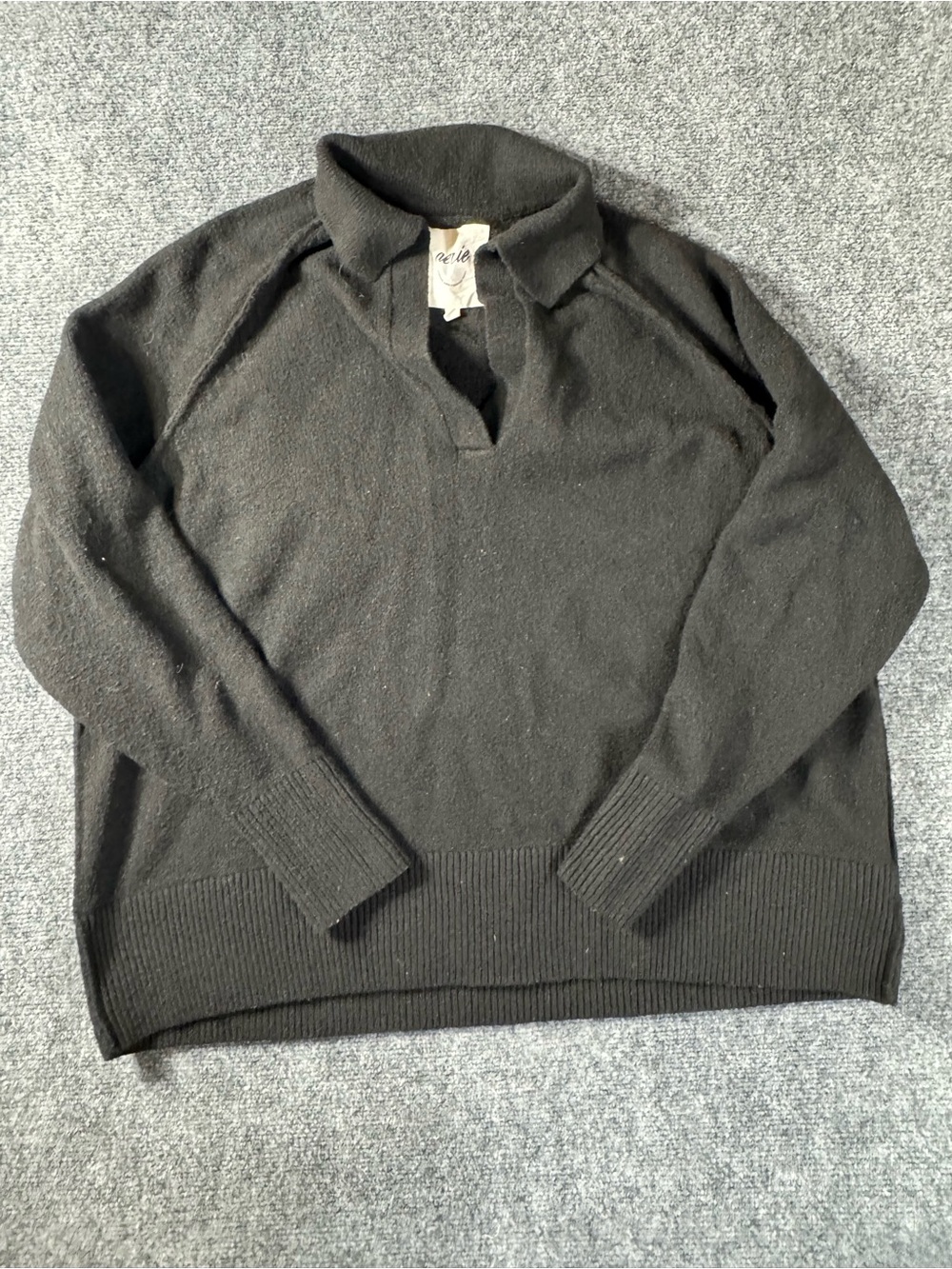 Aerie Black Collared Pullover Sweater
